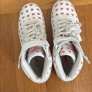 Fila White and Red Heart Sneakers